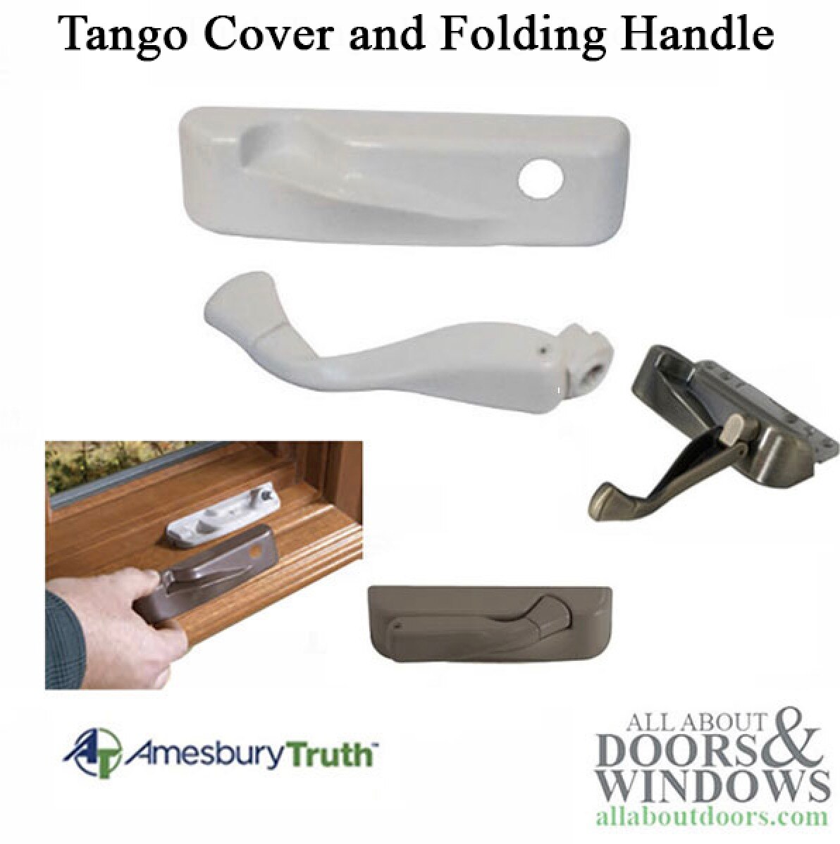Tango Cover and Folding Handle for Dual Arm Low Profile Casement window operator for Weather Shield windows in Stainless Steel